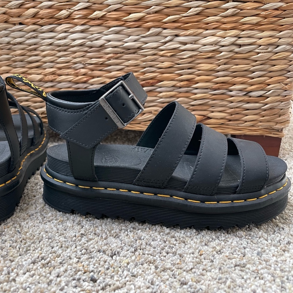 Dr. Martens Black Blaire Platform Sandals Size 7 EU 38